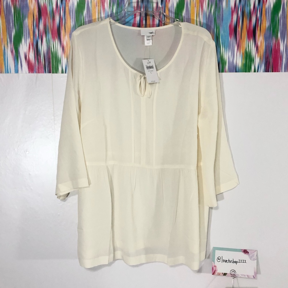 π J.Jill cream 100% silk blouse, Large - Picture 1 of 6